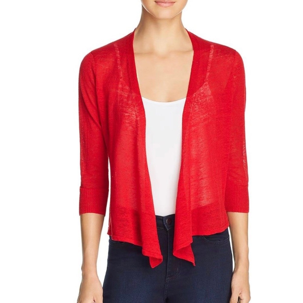 Nic+Zoe petite Med red linen blend 4 way cardigan